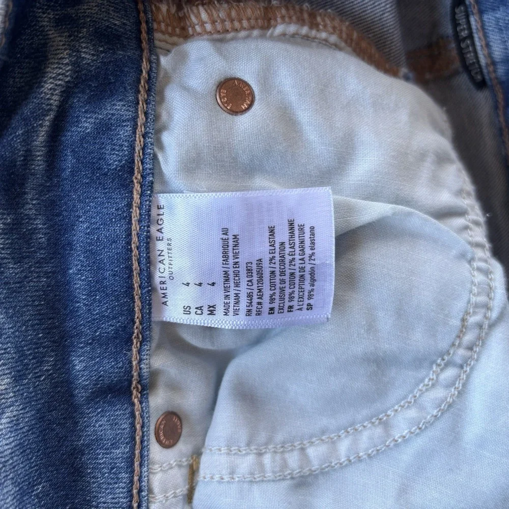 American Eagle Womens 4 Curvy Hi-Rise Mini Super Stretch Blue Jean Skirt Y2K - Picture 7 of 9